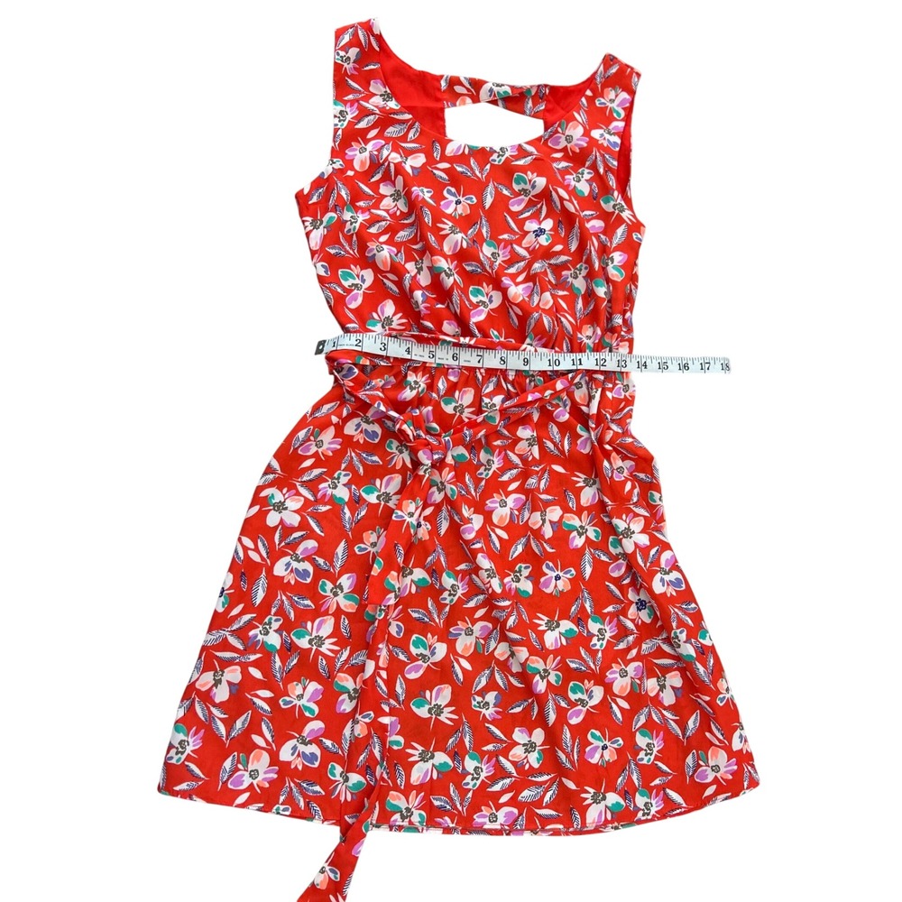 Gap Red Floral Sleeveless Cutout Back Fit and Flare Mini Dress Small - Picture 6 of 7